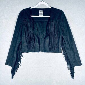 Vintage Vocal Jacket Womens S Black Fringe Whimsy Goth Costal Cowgirl Boho